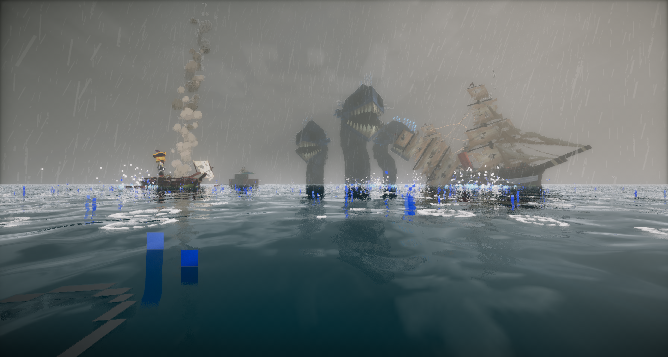 Lumina boss fight preview with a giant sea creature during a storm